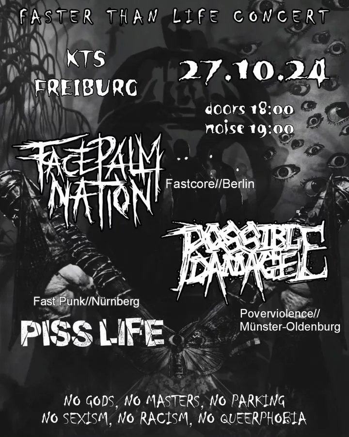 szene-Radar - FACEPALM NATION - POSSIBLE DAMAGE - PISS LIFE, KTS  in Freiburg im Breisgau