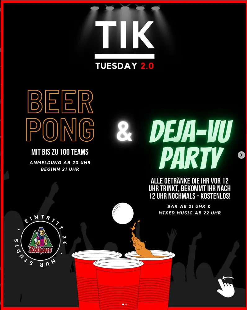 szene-Radar - Bierpong - DejaVu Party, TIK  in Freiburg im Breisgau