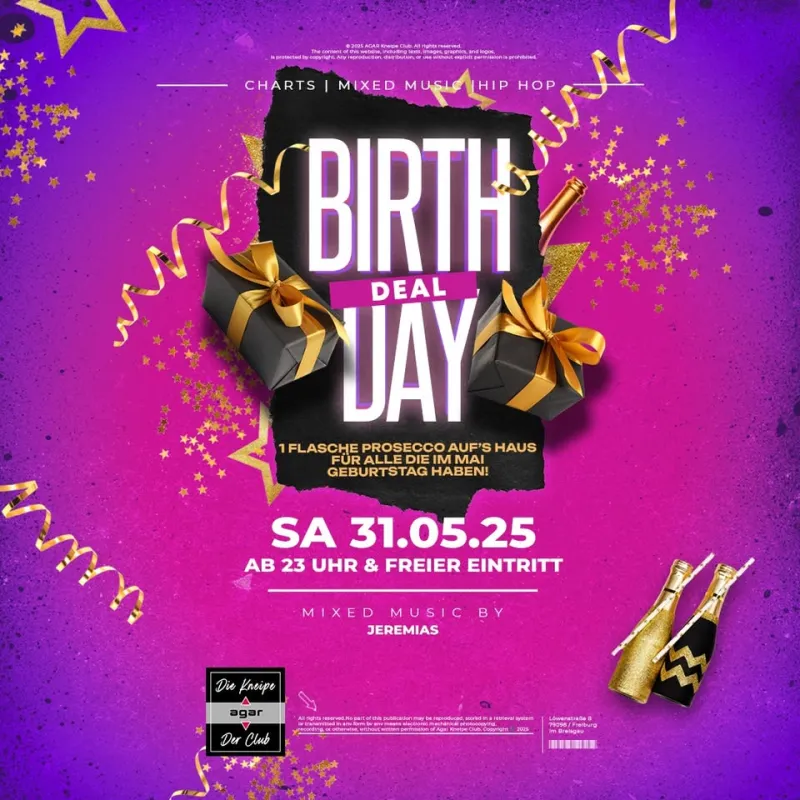 szene-Radar - BIRTHDAY DEAL, AGAR  in Freiburg im Breisgau