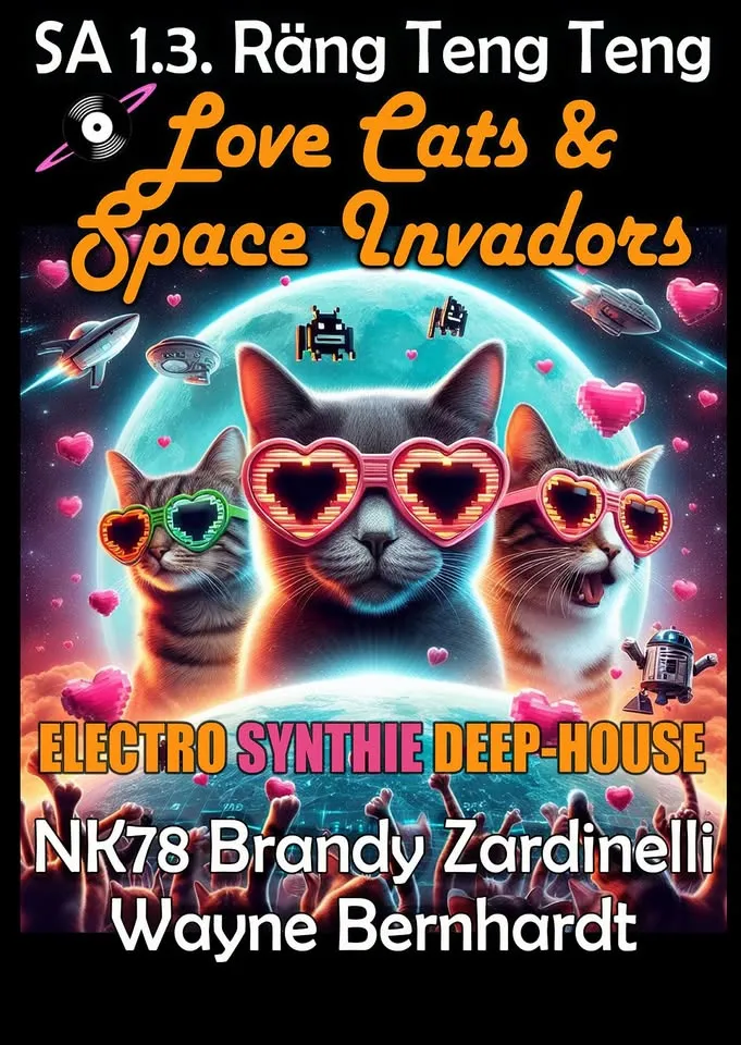 LOVE CATs & SPACE INVADORs mit Wayne Bernhardt, Brandy Zardinelli & NK78 – Rängtengteng