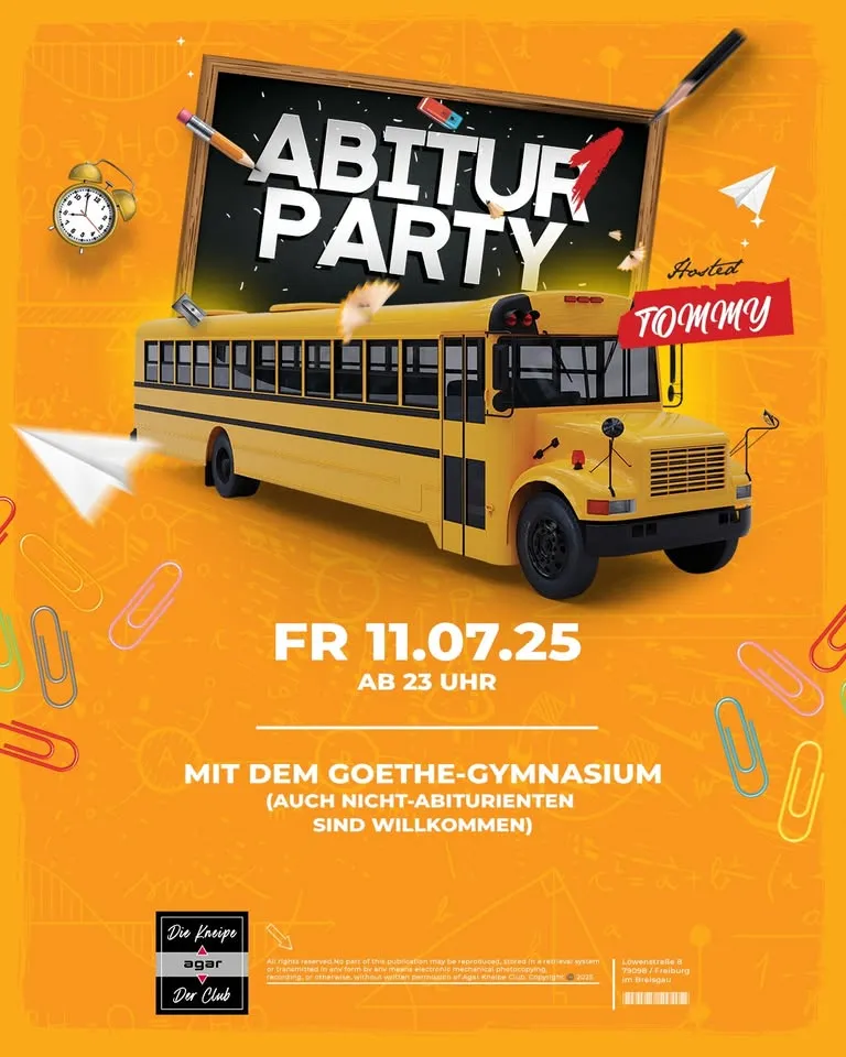 szene-Radar - ABITUR PARTY PART 1, AGAR  in Freiburg im Breisgau