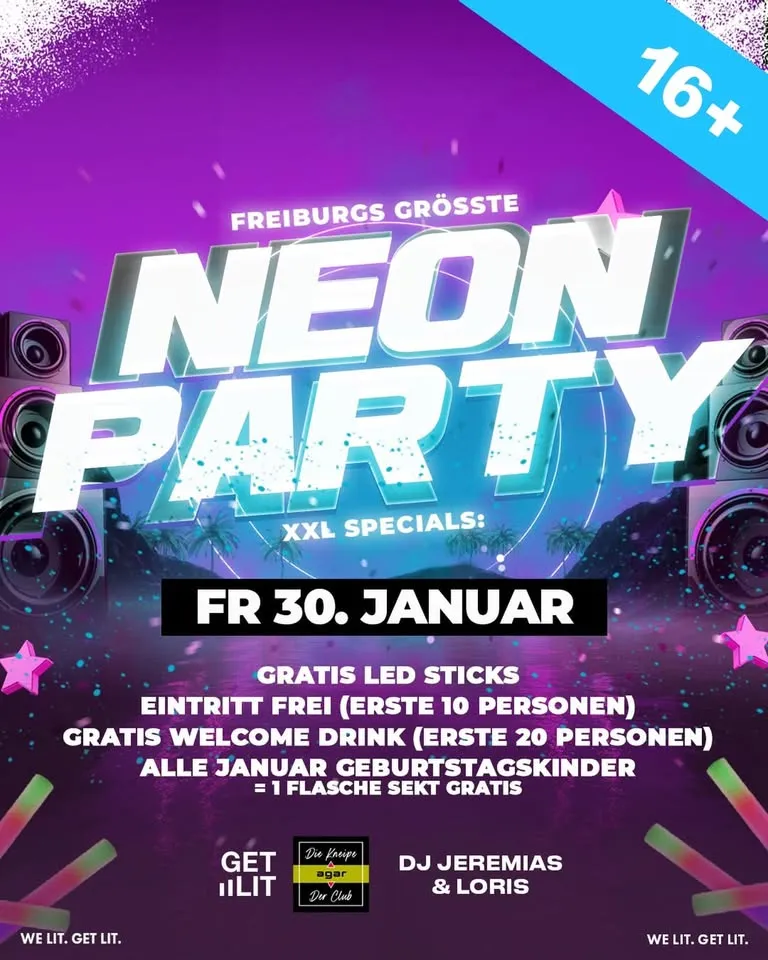 szene-Radar - NEON PARTY 16+, AGAR  in Freiburg im Breisgau