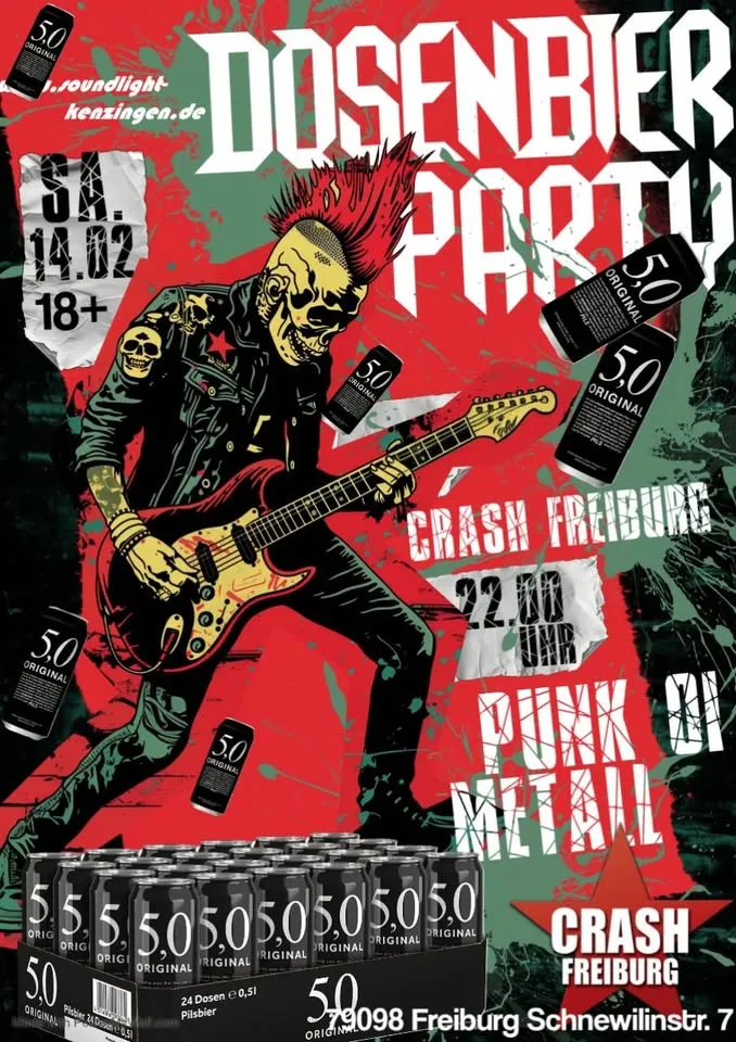 szene-Radar - Dosenbierparty, Crash  in Freiburg im Breisgau