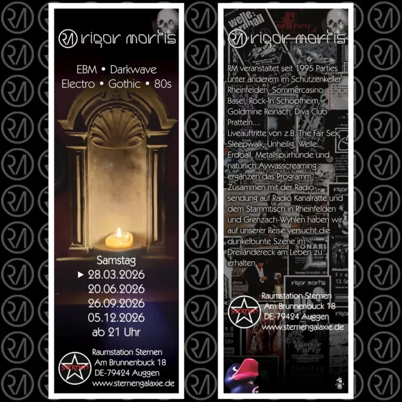 szene-Radar - Rigor Mortis 2.0 Gothic / Electro Party, Raumstation Sternen  in Freiburg im Breisgau