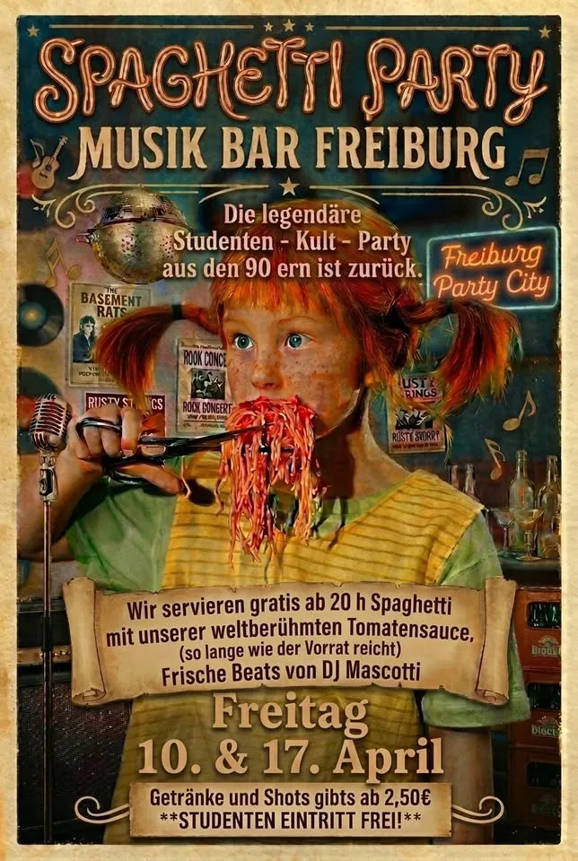 szene-Radar - Spaghetti Party in der Musikbar Freiburg, Musik Bar  in Freiburg im Breisgau