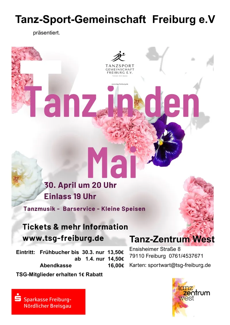 szene-Radar - Tanz in den Mai mit Standard- u. Lateinamerikanischen Tänzen, Wechselnde Orte  in Freiburg im Breisgau