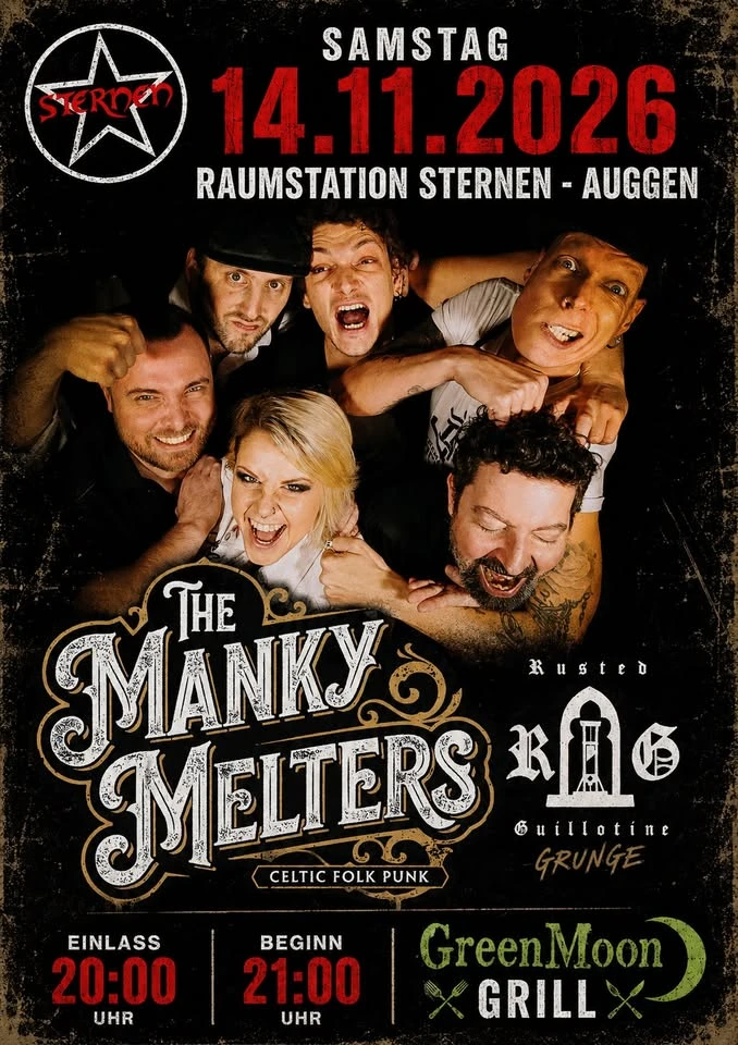 szene-Radar - The Manky Melters (Celtic Folk-Punk/ F) + Rusted Guillotine (Grunge), Raumstation Sternen  in Freiburg im Breisgau