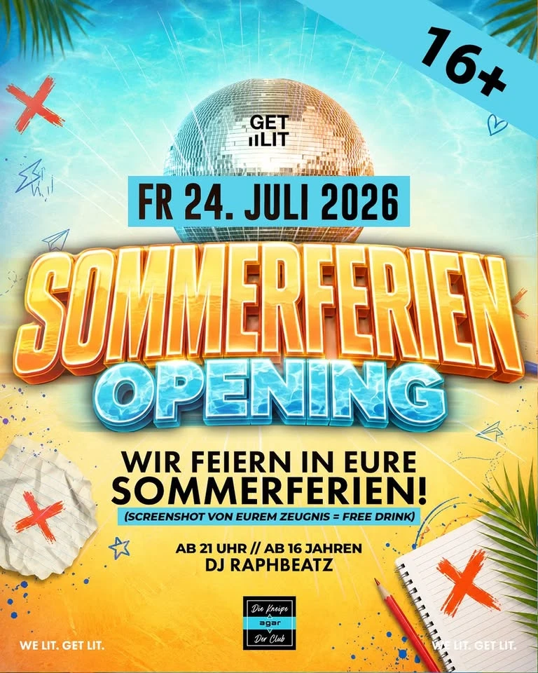 szene-Radar - SOMMERFERIEN OPENING 16+, AGAR  in Freiburg im Breisgau