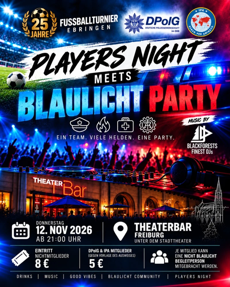 szene-Radar - PLAYERS NIGHT meets BLAULICHT PARTY, Theaterbar  in Freiburg im Breisgau