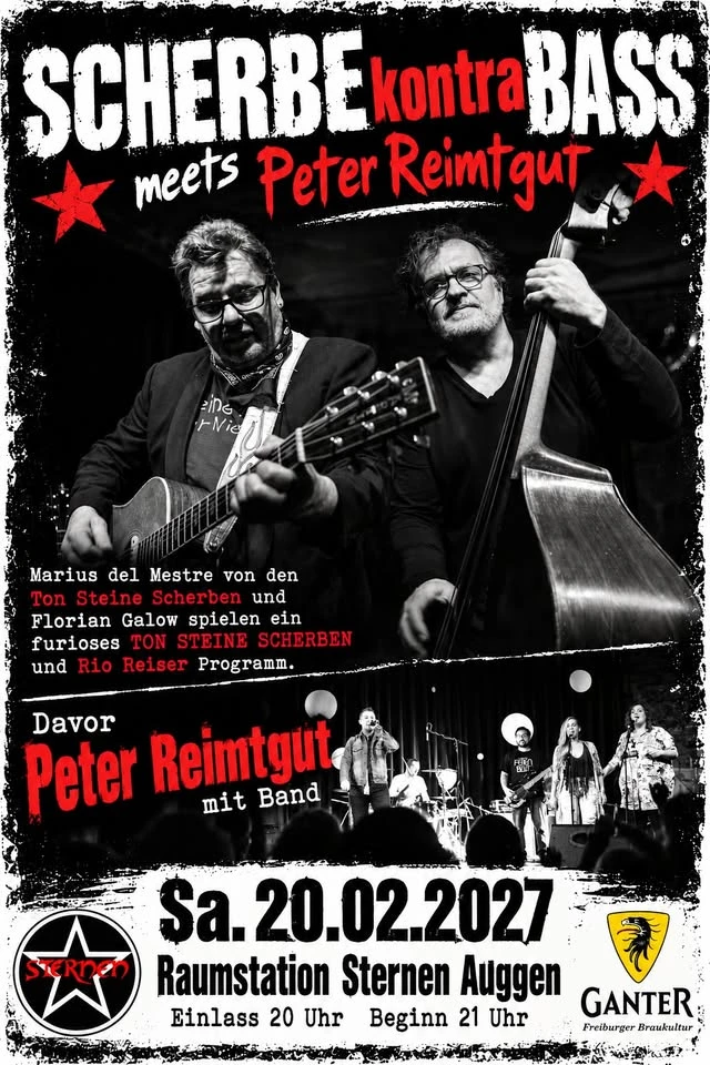 szene-Radar - SCHERBEkontraBASS spielt Ton Steine Scherben + Peter Reimtgut, Raumstation Sternen  in Freiburg im Breisgau