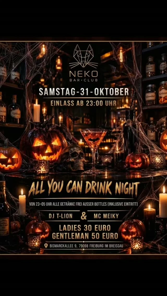 szene-Radar - HALLOWEEN ALL YOU CAN DRINK NIGHT, NEKO Bar.Club  in Freiburg im Breisgau